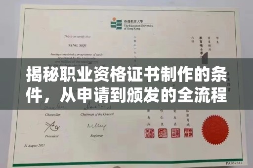 沿河揭秘职业资格证书制作的条件，从申请到颁发的全流程解析